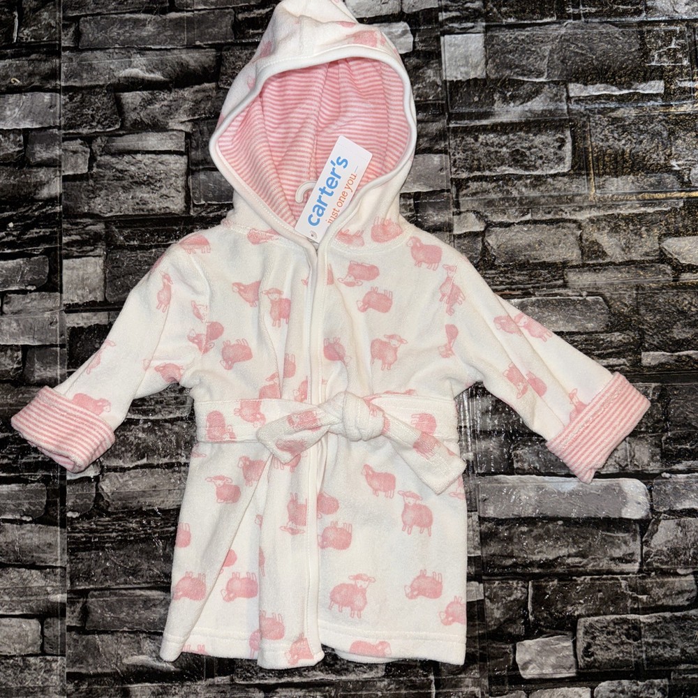 Carter's Just One You Baby Girls' Sheep Bath Robe - Pink - Size 0-9M