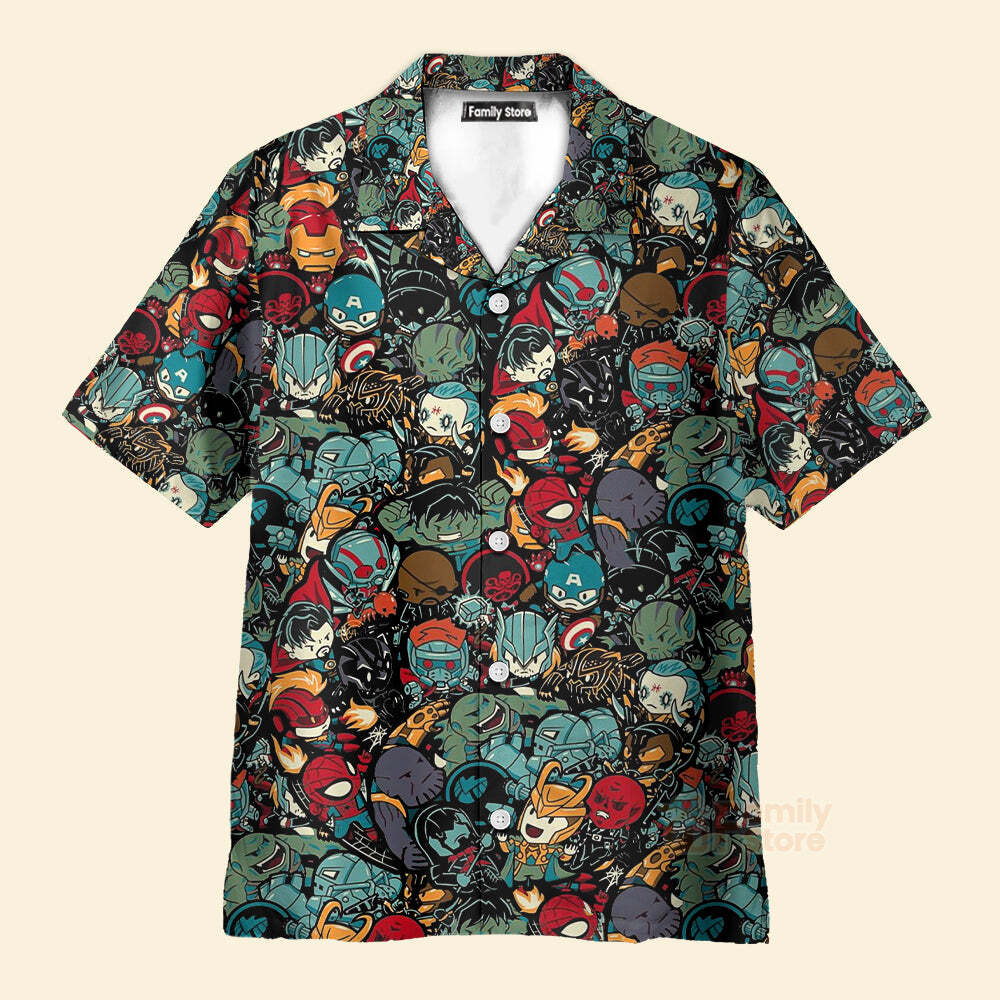 Stylish Marvelous Chibi Characters Design Hawaiian Shirt for a Fun and Vibrant Look
