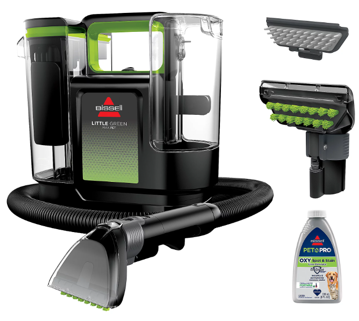 BISSELL Little Green Max Pet Portable Carpet Cleaner 120V Compact 12x8.3x11.5 Inches