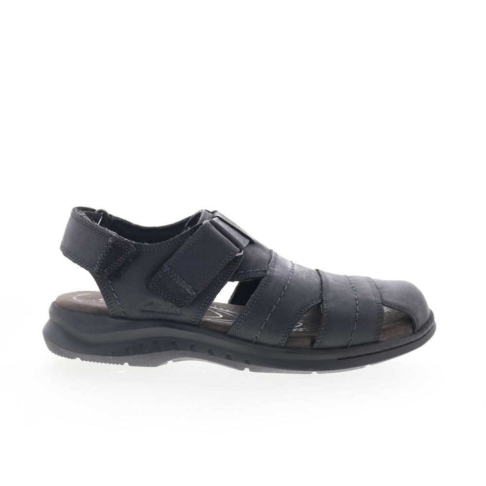 Clarks Hapsford Cove Men's Black Leather Sport Sandals Size 9
