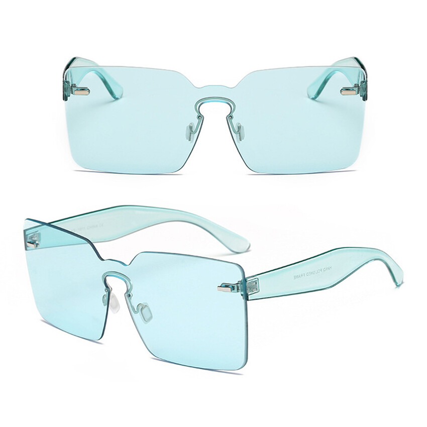 Fashion Sunglasses Women Y2K Rimless Square Eyewear Mens 80s Retro Glasses