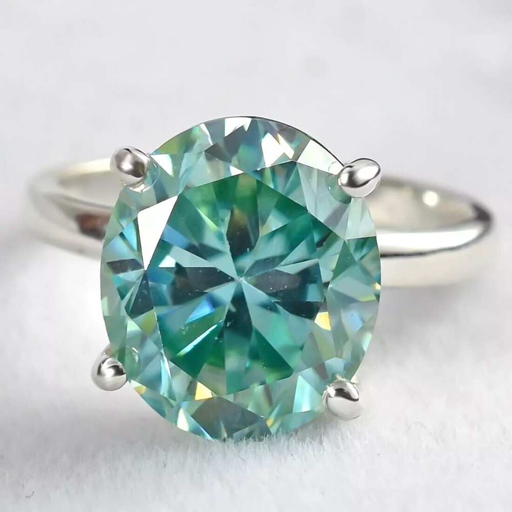 4.80 Ct Oval Cut Blue Diamond Ring in 925 Silver Certified Engagement