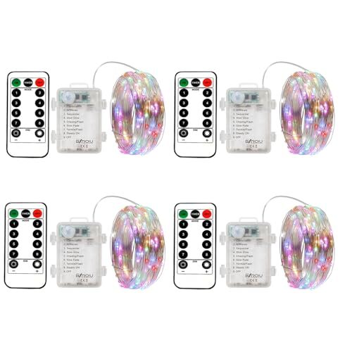 4 x Fairy Lights Battery Operated 8 Lighting Modes,50LEDs,16.4Ft/5 Meters Sil...