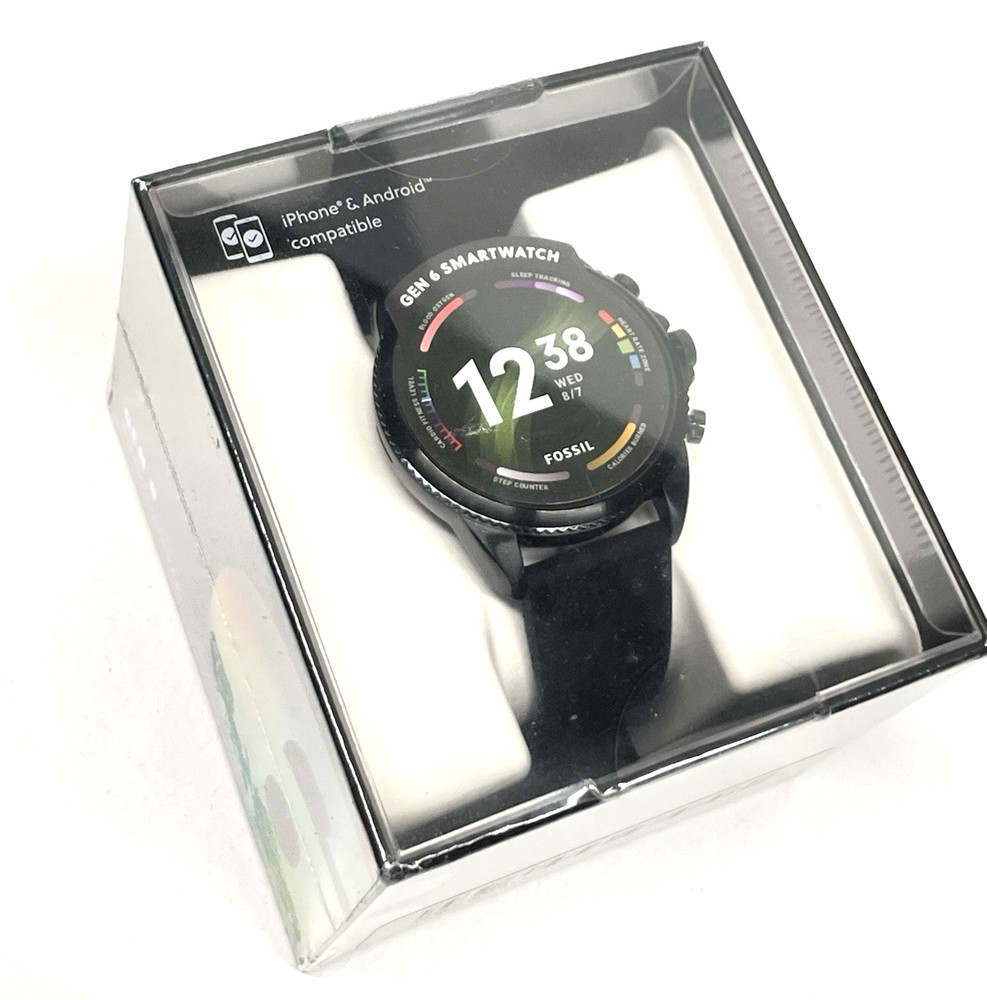 Fossil Men's Gen 6 44mm Black Stainless Steel Silicone Touchscreen Smart Watch