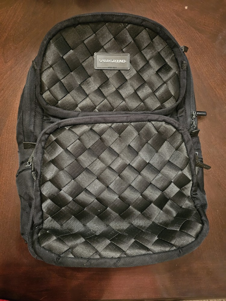 Sprayground Backpack Nylon Weave Front Black - SOME DAMAGE, SEE PHOTOS