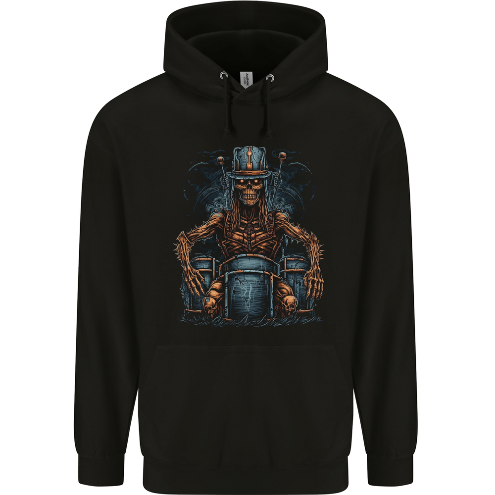 Voodoo Drummer Skull Heavy Metal Cotton Hoodie for Men