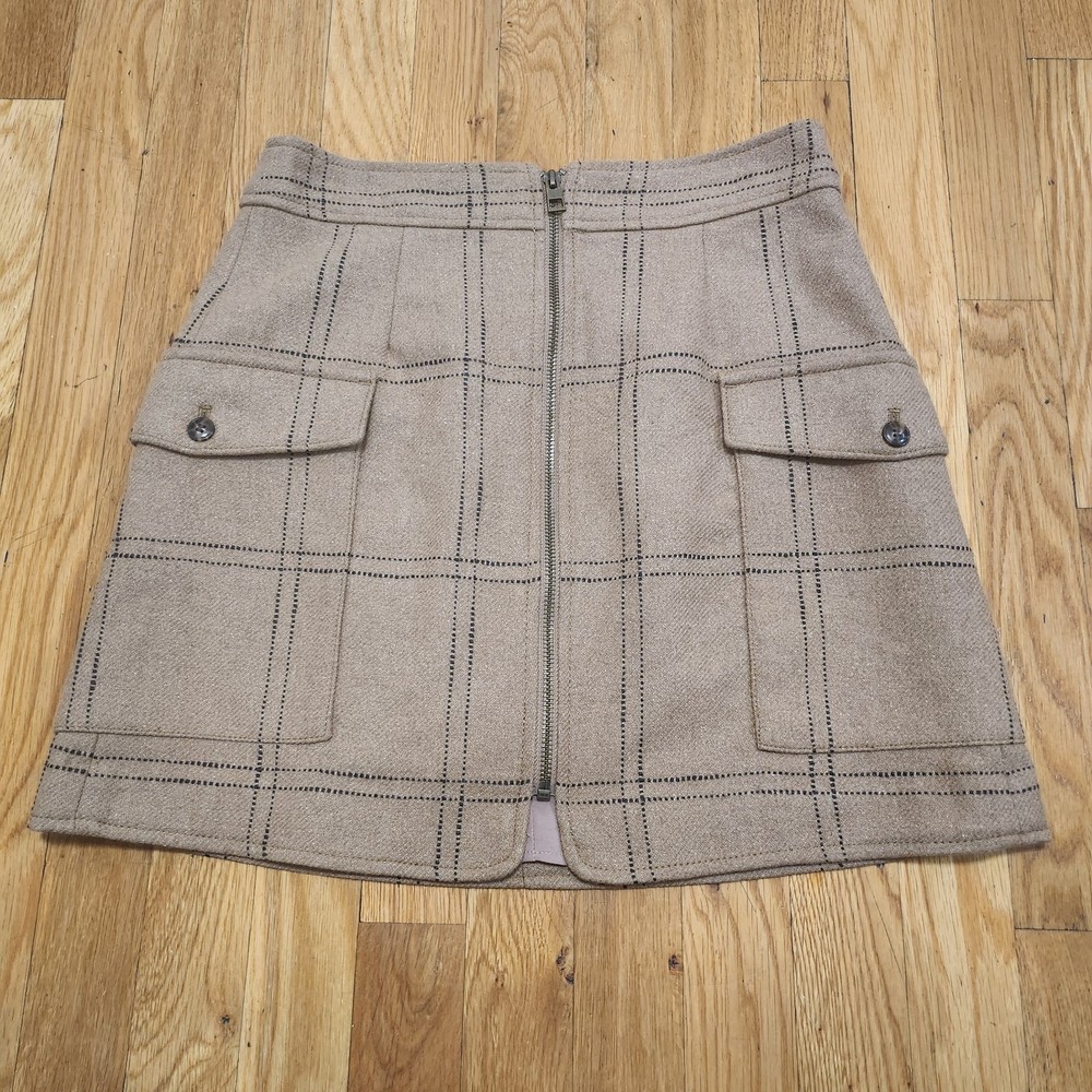 Madewell Resourced Zip Mini Skirt Camel Size 4 NWT