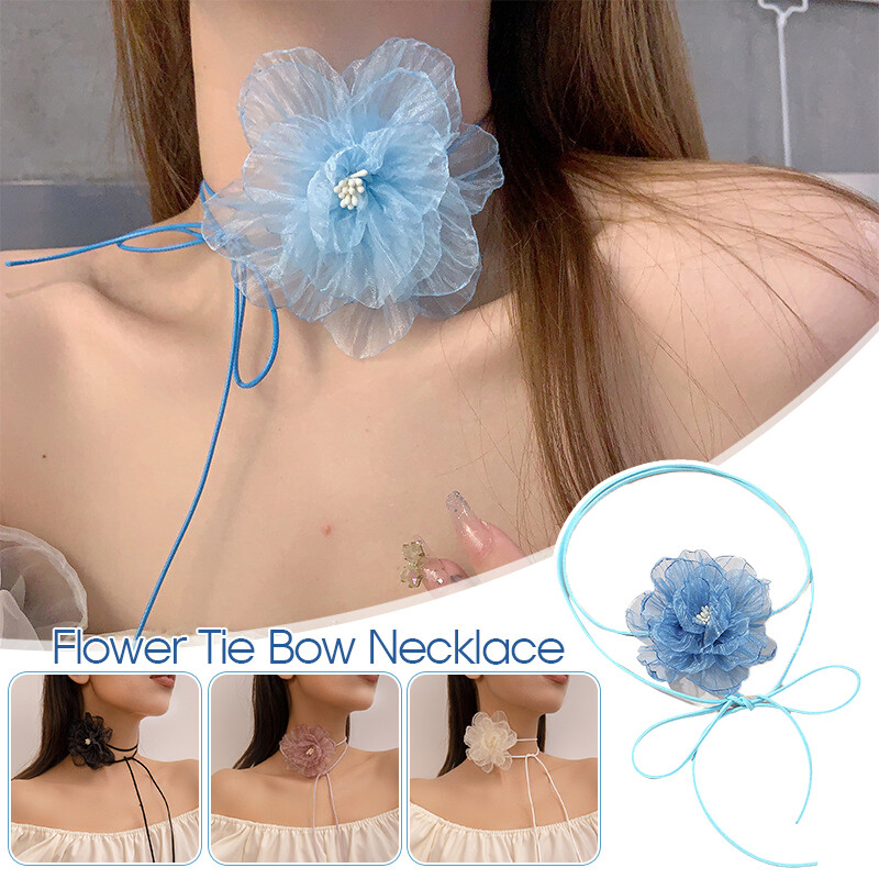 Romantic Flower Skin Wax Thread Necklace Collarbone Chain Temperament Gift Party