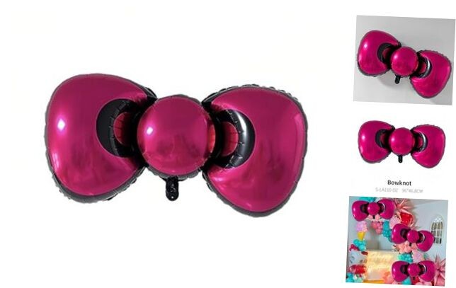 38 Inch Pink Bow Balloons 3-Pack for Baby Shower Decorations and Parties