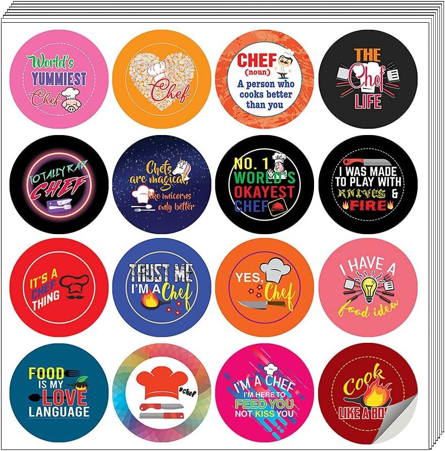 Professional Chef Stickers Pack - 20 Sets x 16 Unique Designs