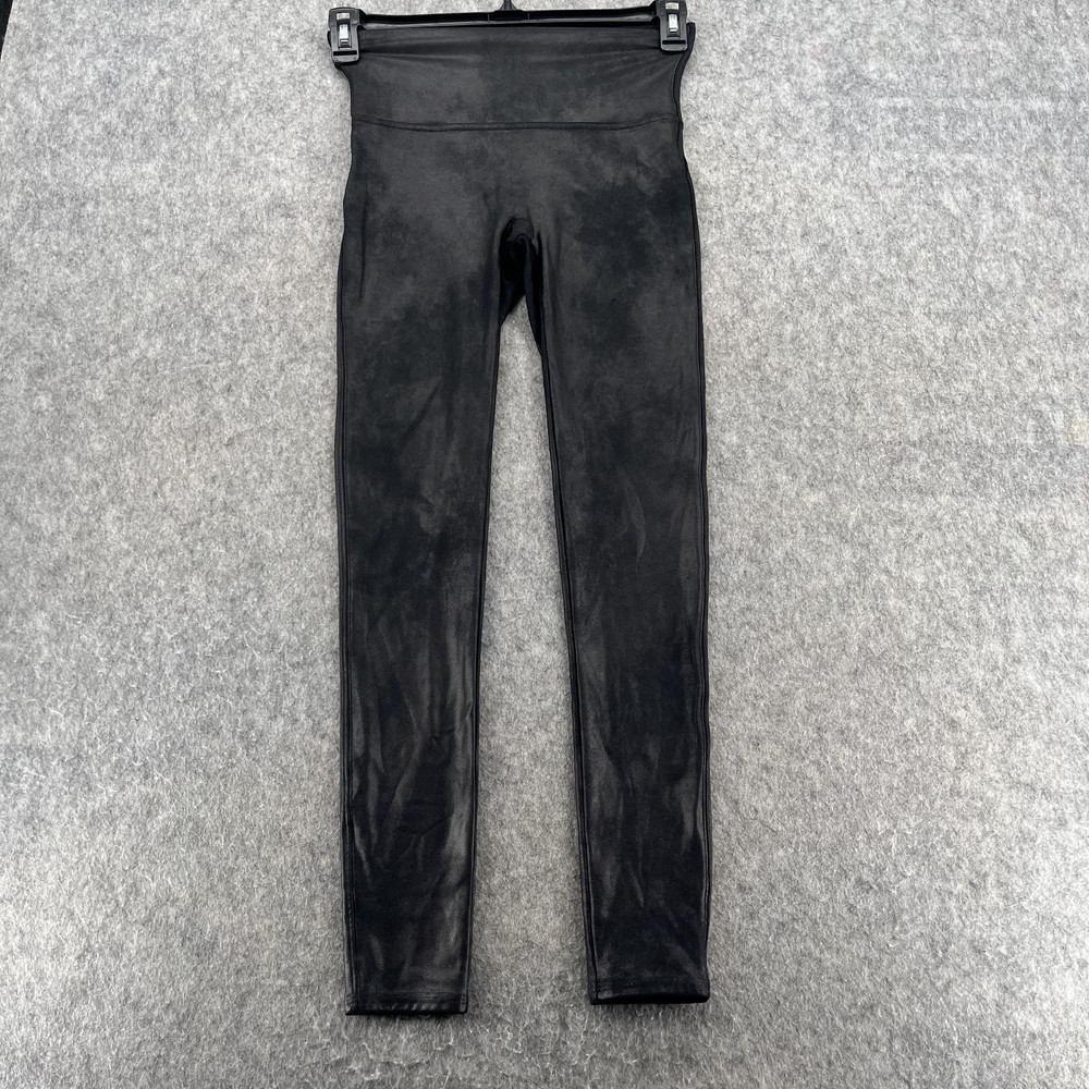 Spanx Leggings Womens M Black Assets Pull On High Waist Cropped Shaping