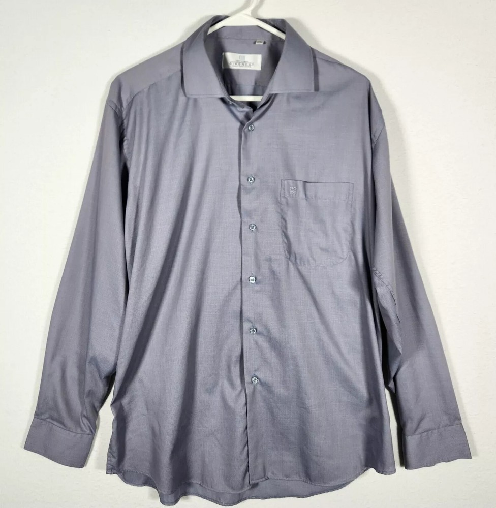 GIVENCHY Gentleman Men's Gray Button Up Long Sleeve Shirt 17 33-34 Size L