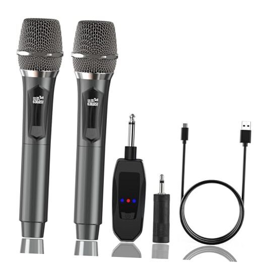 Wireless Microphone,  Dual Handheld Cordless Microphone System with