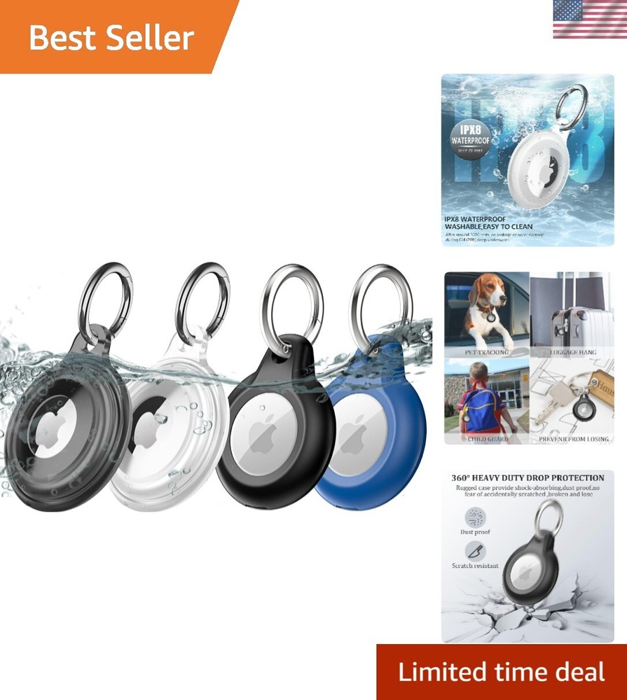 4 Pack Waterproof AirTag Keychain Holder Case with 2 Styles, Lightweight Anti-Loss Design