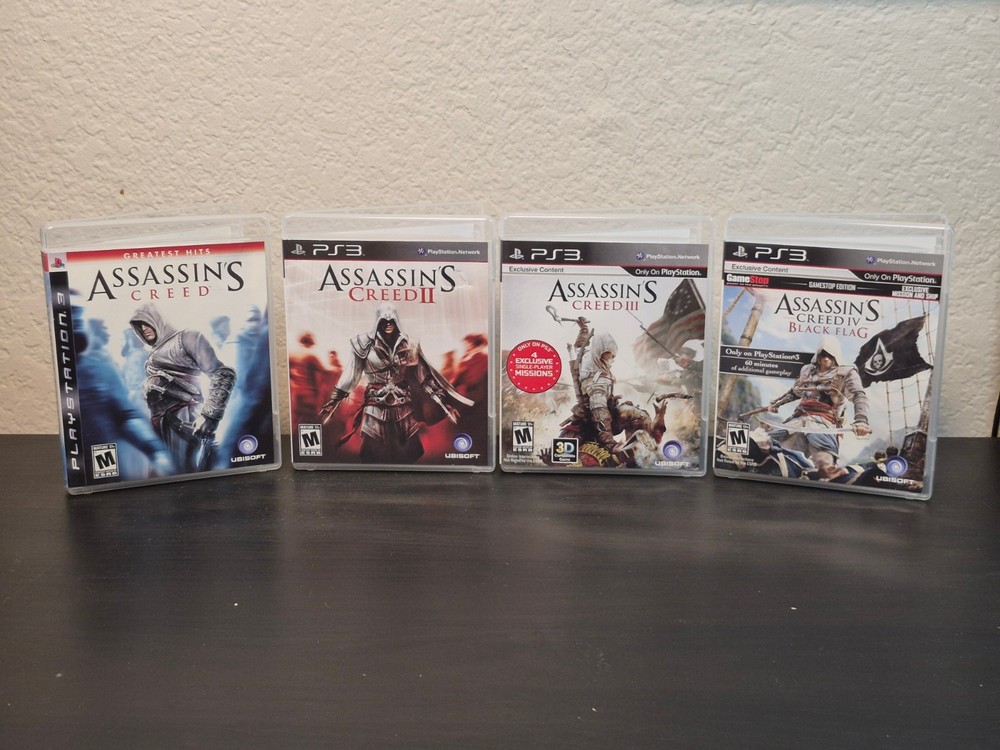 PS3 Assassin’s Creed 1 2 3 Black Flag Game Lot CIB Complete Bundle