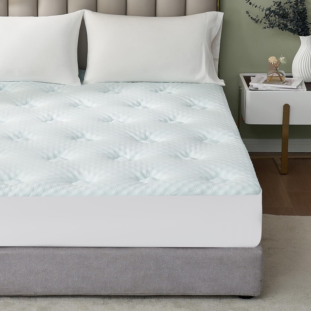 Hansleep Queen Mattress Topper with Bamboo Viscose and Memory Foam for Comfort and Support