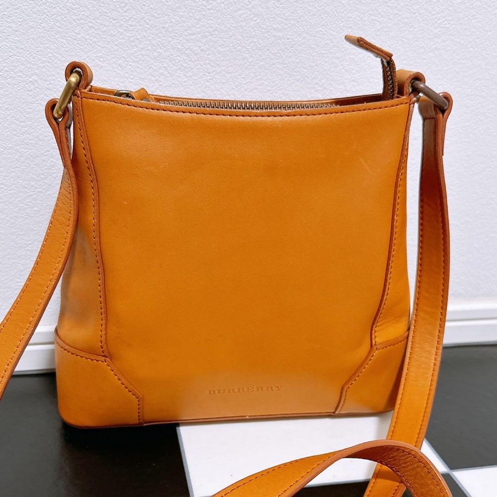 Burberry Shoulder Bag Nova Check Leather Camel Authentic F1205339