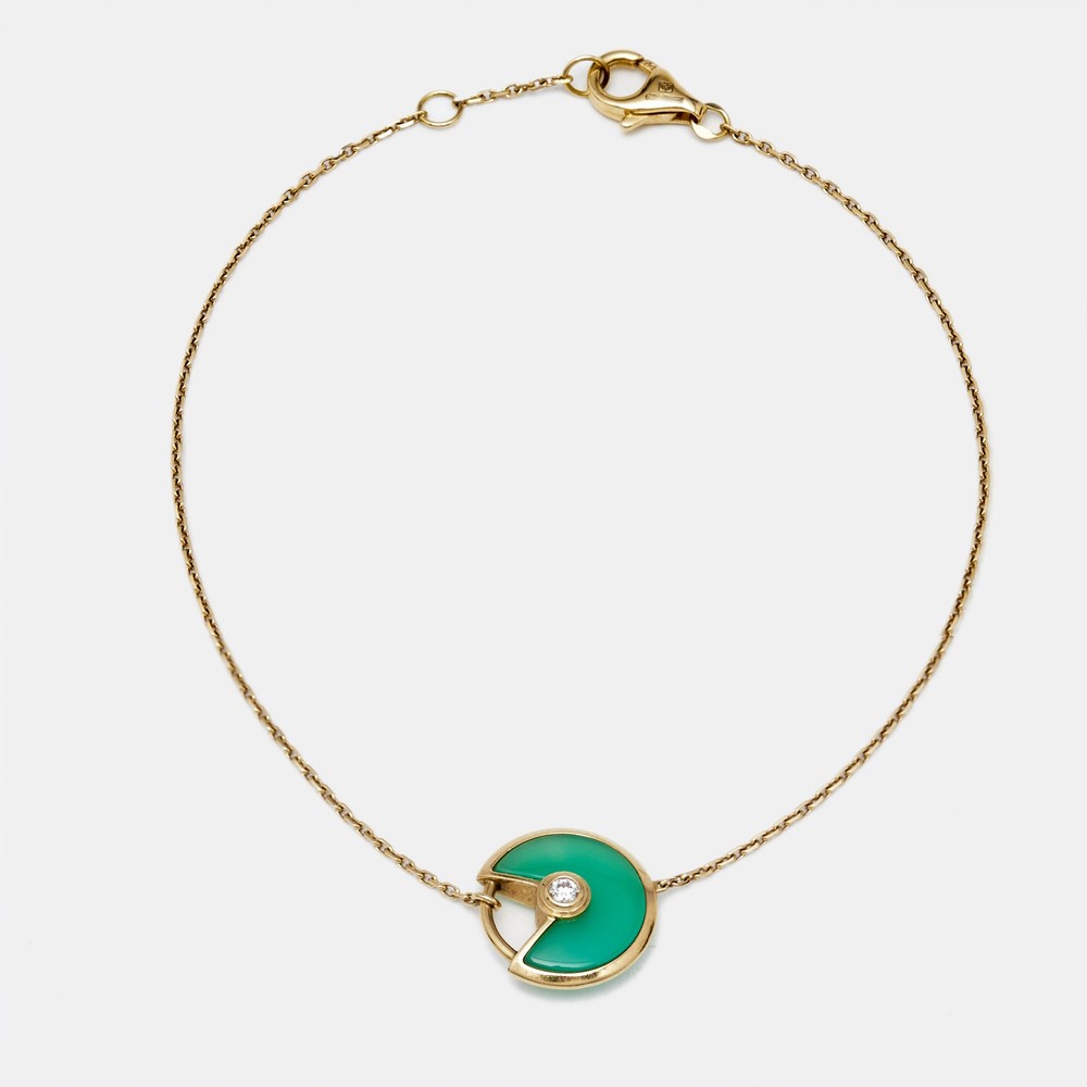 Cartier Amulette 18k Yellow Gold XS with Chrysoprase and Diamonds