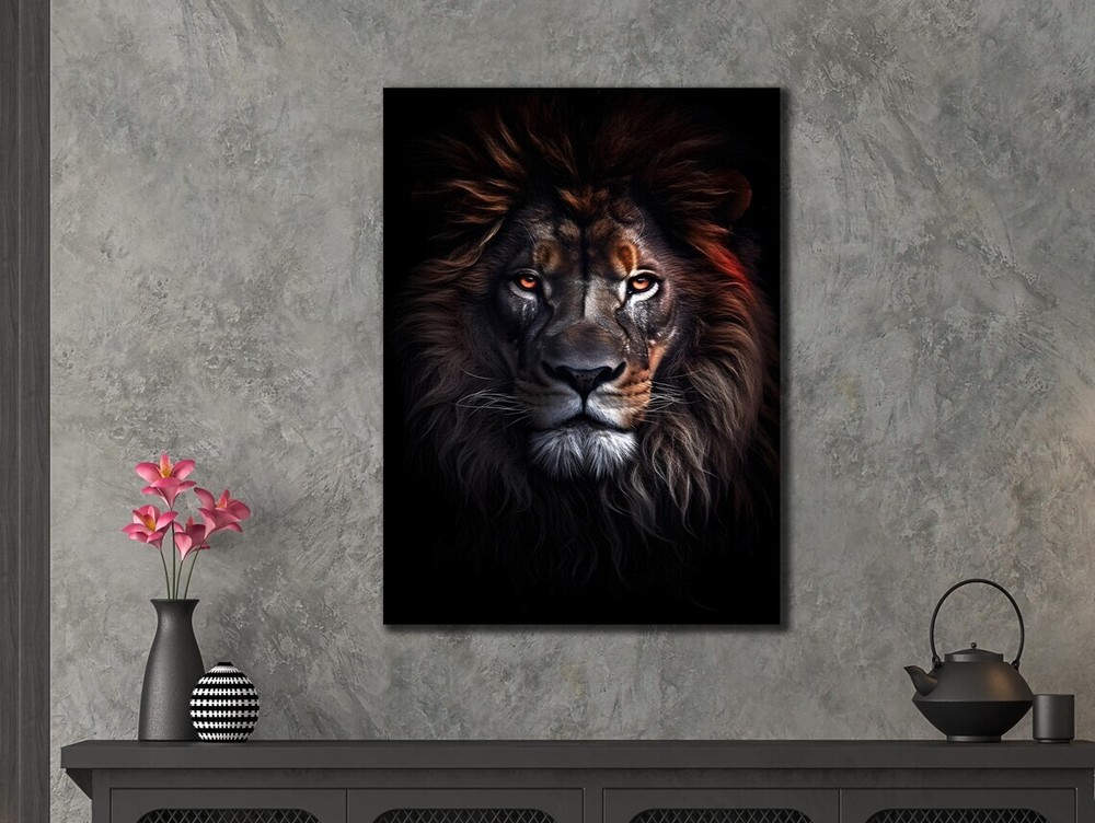 Stunning King Lion Face Abstract Print Unframed Canvas Print Australian Wall Art