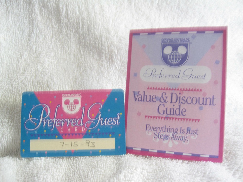 1993 Walt Disney World Preferred Guest Card and Vintage Discount Guide
