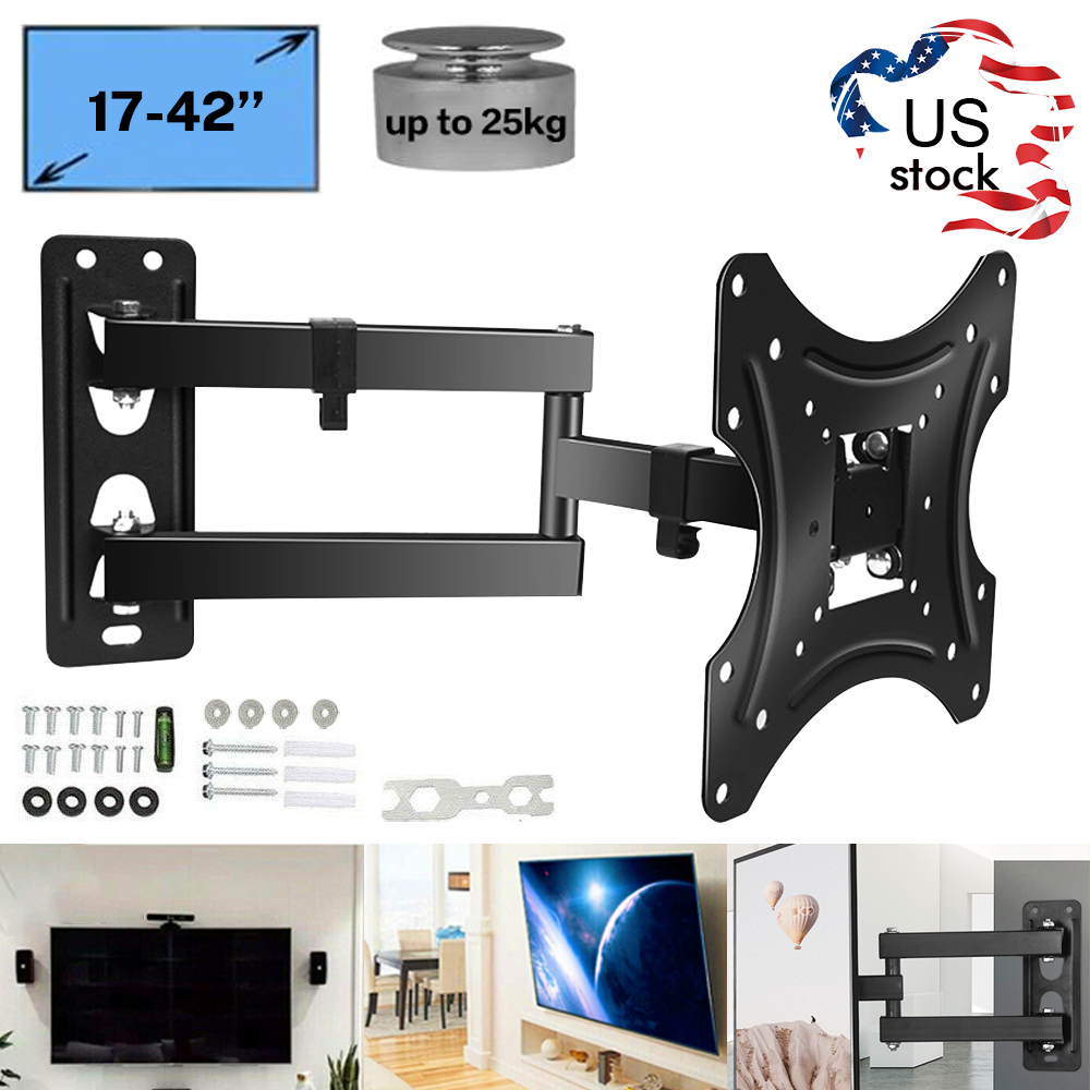 LCD LED TV WALL MOUNT BRACKET FULL MOTION SWIVEL 17 22 24 26 32 37 40 42 IN Home