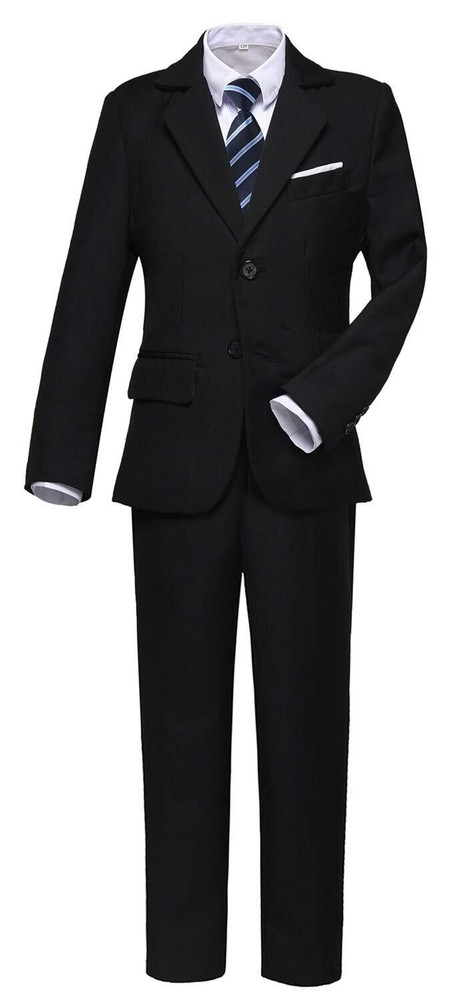 Suit for Boys Kids Suits Slim Fit Tuxedo Blazer Vest Pants Shirt and Tie Blac