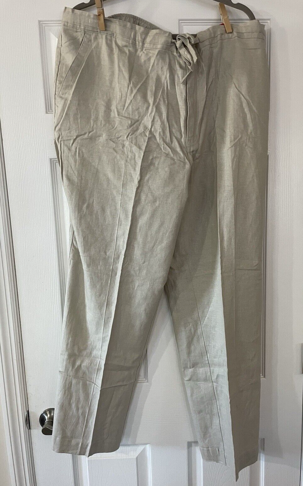 Havanera Drawstring Pants Mens XXL Tan Linen Blend Wide Casual Beach Resort