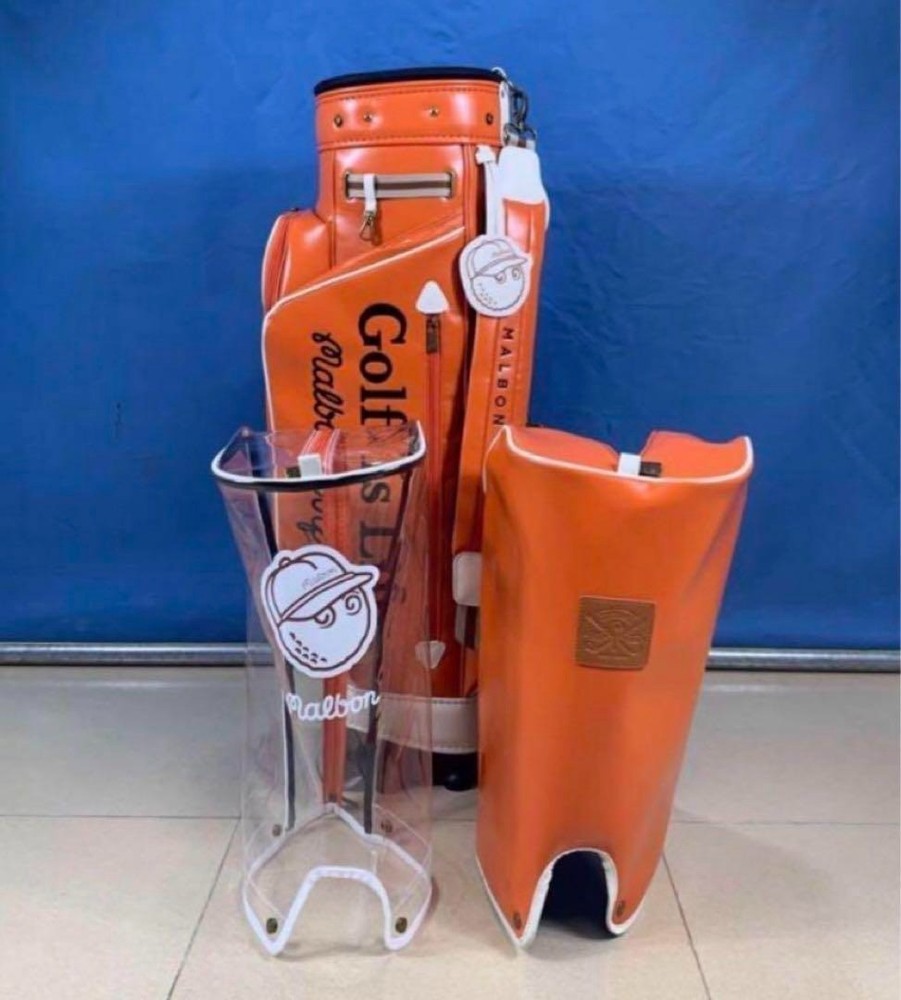 Malbon Golf Caddy Bag Stand Caster Type Synthetic Leather / 5-way / Orange