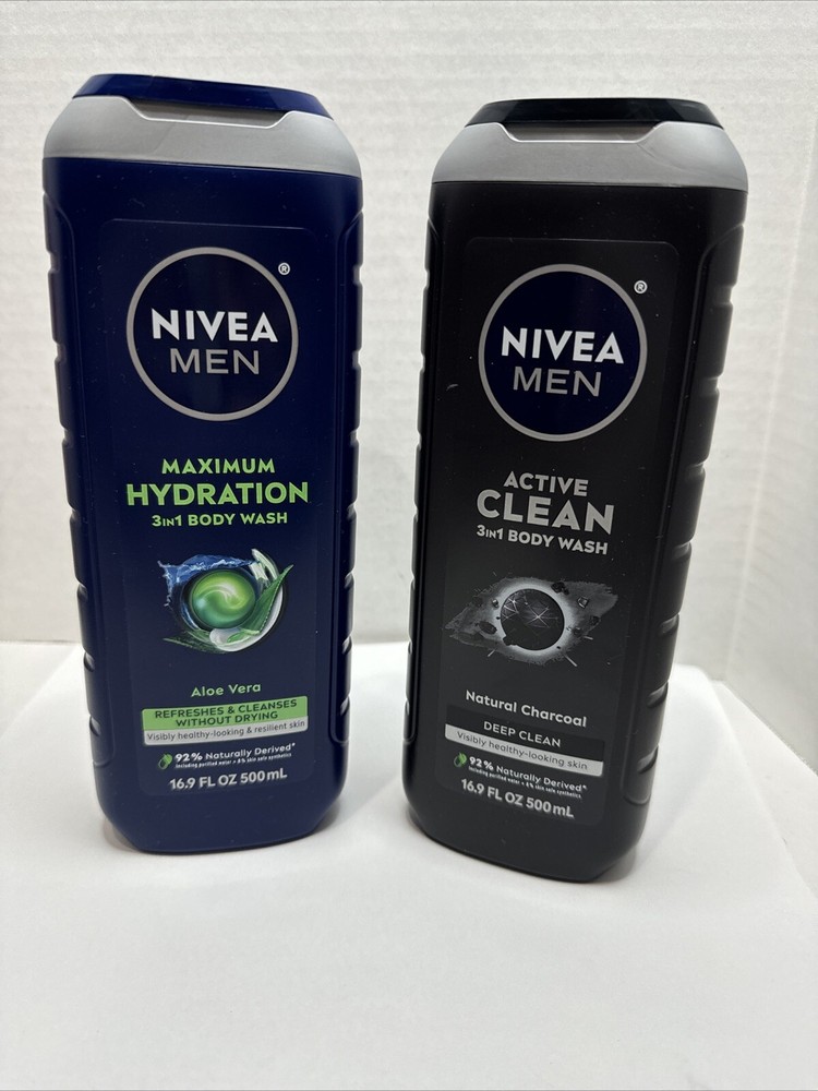 NIVEA Men Active Clean Charcoal & Aloe Vera Body Wash 2-Pack 16.9 oz