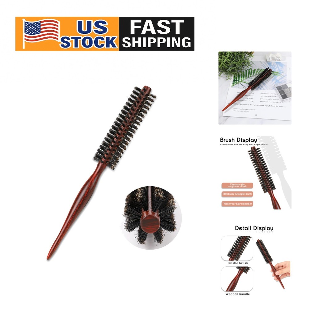 Compact Boar Bristle Brush for Short to Medium Hair - Travel-Friendly & Gentle