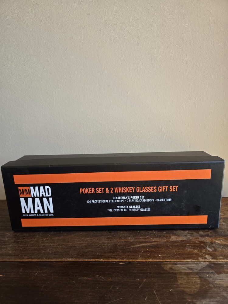 Mad Men Poker Set with 2 Cut Crystal Whiskey Glasses – Gentleman's Gift