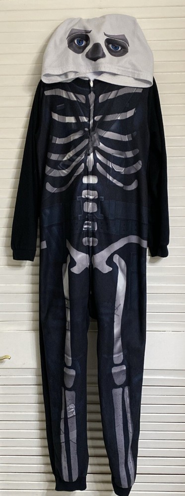 Fortnite Boys' Pajama Blanket Sleeper, Size: 10/12, Hooded Skeleton Union Suit