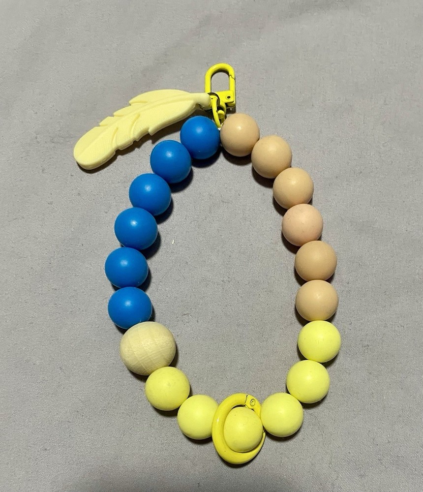 Handmade Silicone Wristlet Keychain with Feather Charm