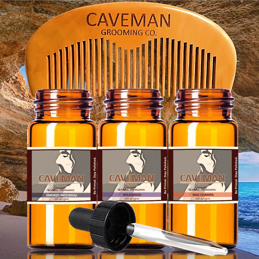 Hand Crafted Caveman CHOOSE YOUR OWN 3 SCENTS Beard Oil conditioner + FREE Comb
