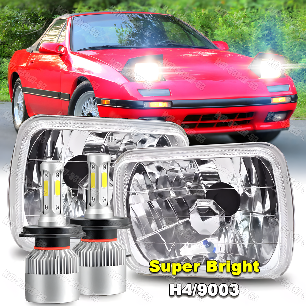 1986-1991 Mazda RX-7 5x7 LED H4 Hi/Low Beam Headlight Pair