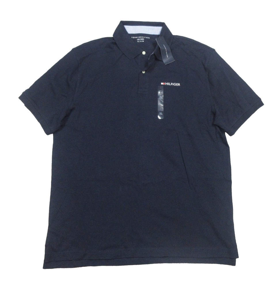 Tommy Hilfiger Navy Logo Cotton Short Sleeve Polo Shirt