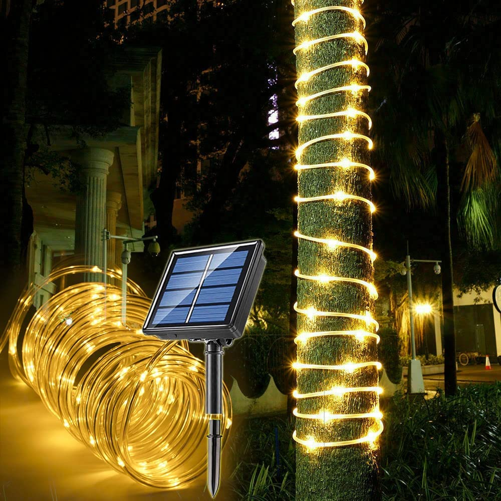 39FT Solar Rope Lights Waterproof IP65 100LEDs Outdoor Solar String Lights