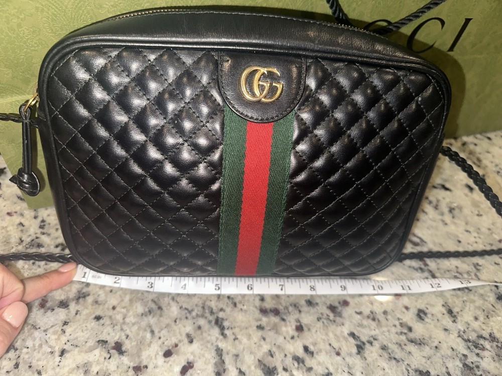 GUCCI Ophidia GG Medium Crossbody Bag in Black Leather