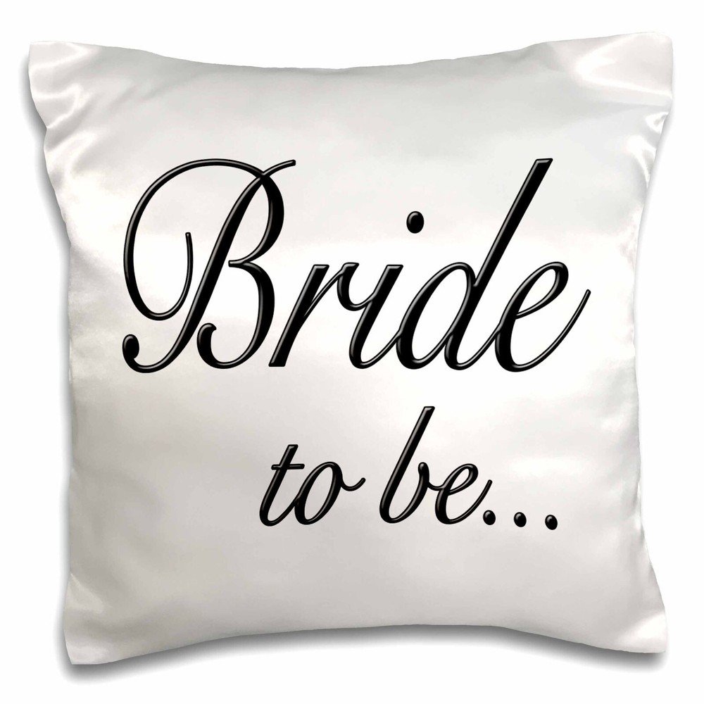 3dRose Bride to Be Black 16x16 Inch Decorative Pillow Case