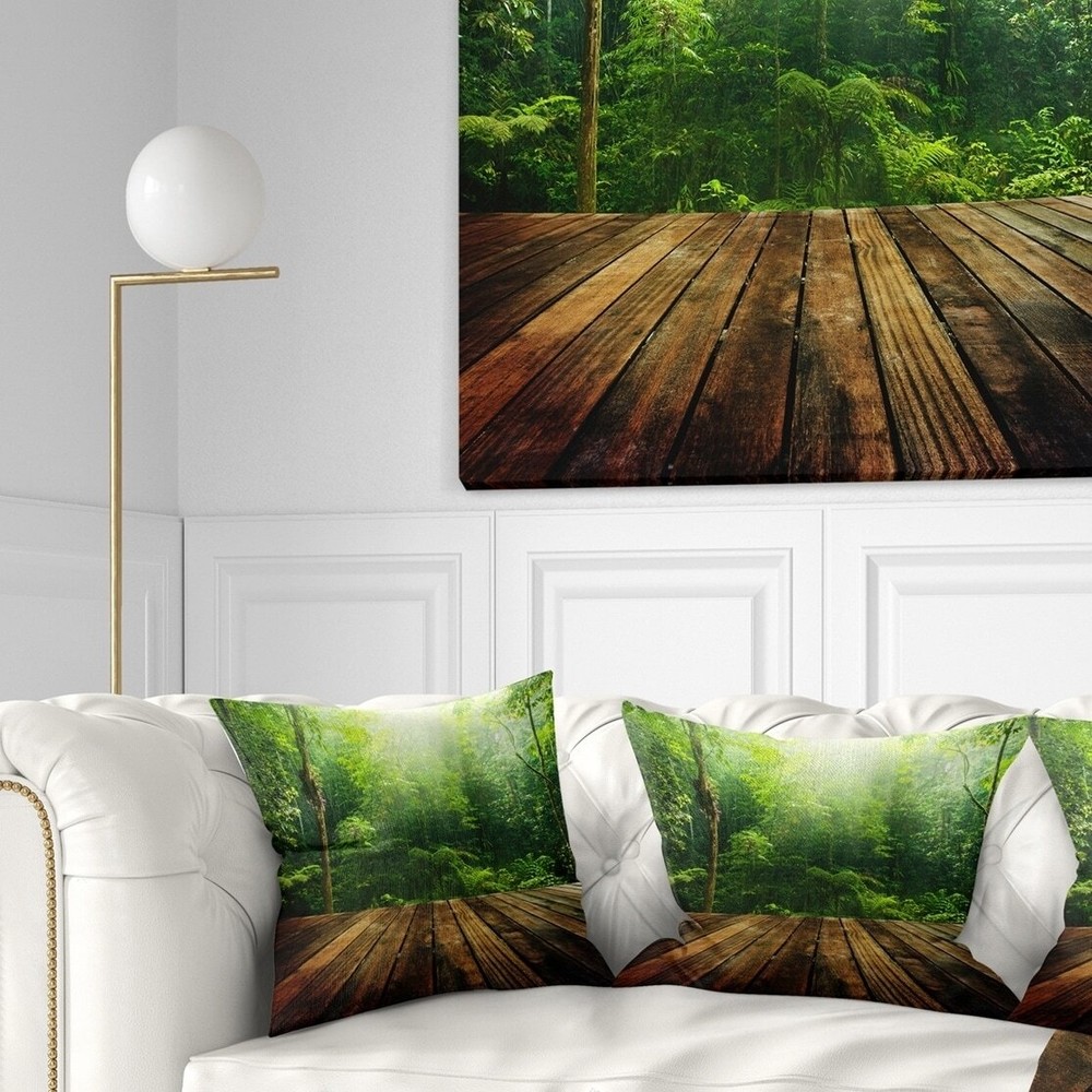 Designart 'Green Forest with Ray of Light' Landscape Photo