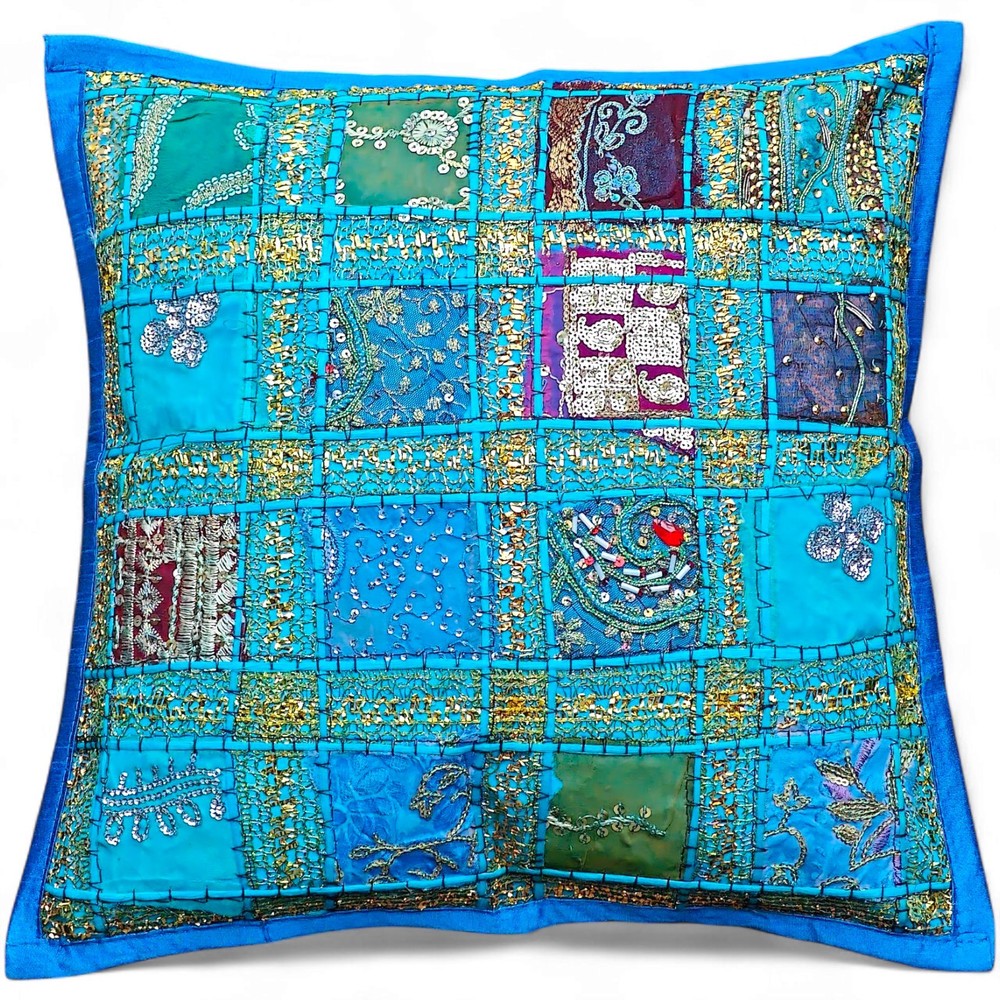 Handmade Indian Patchwork Decorative Cushion Cover - 16