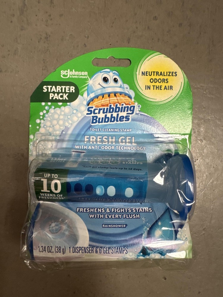 Scrubbing Bubbles Toilet Cleaning Gel Stamps - Rainshower, Pack of 6