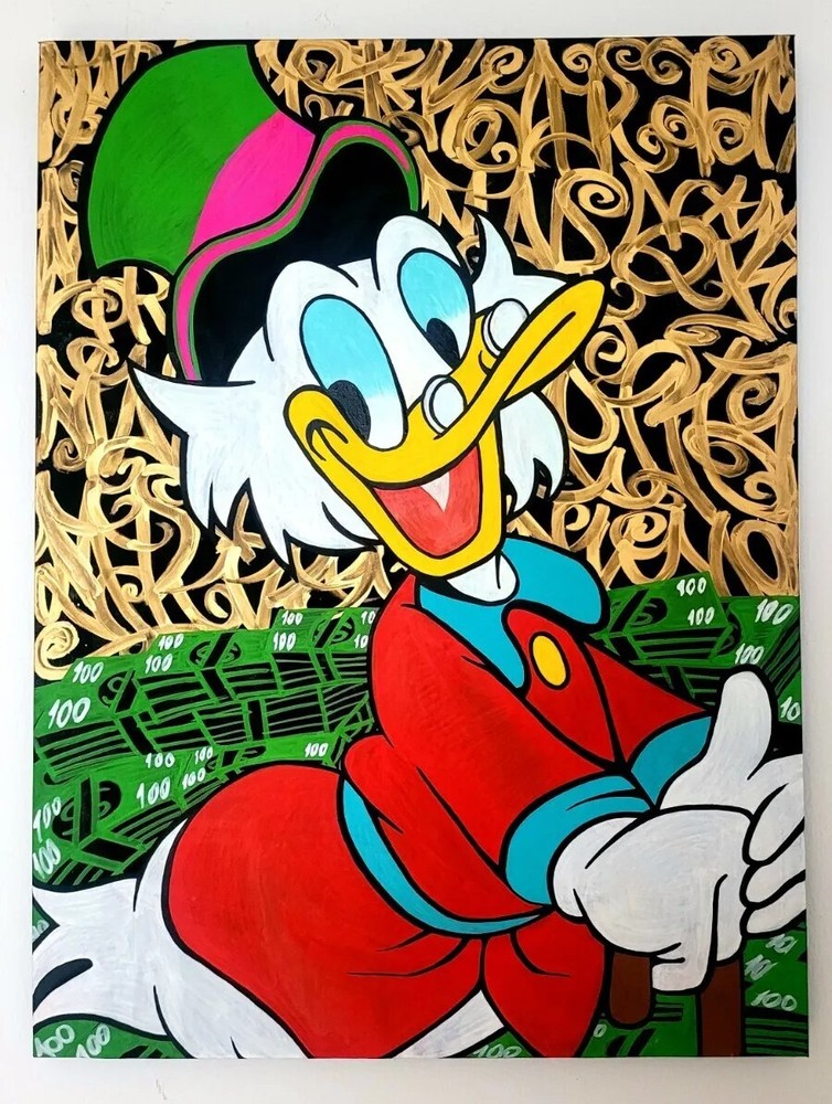 80x60 Picture Painting Scrooge McDuck Painting Art Original Art Hand Painted Disney