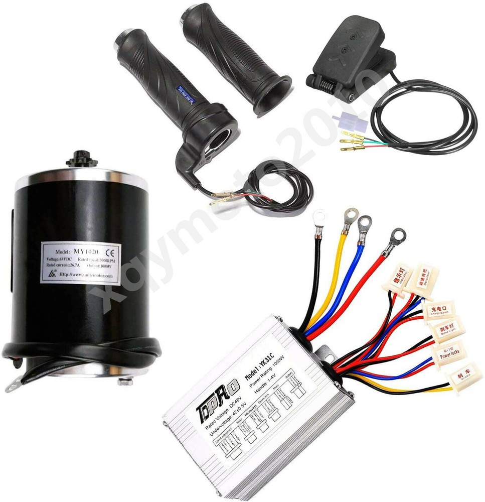 48V 1000W Brush Motor Controller with Foot Pedal and Grip for E-Bike Go Kart ATV