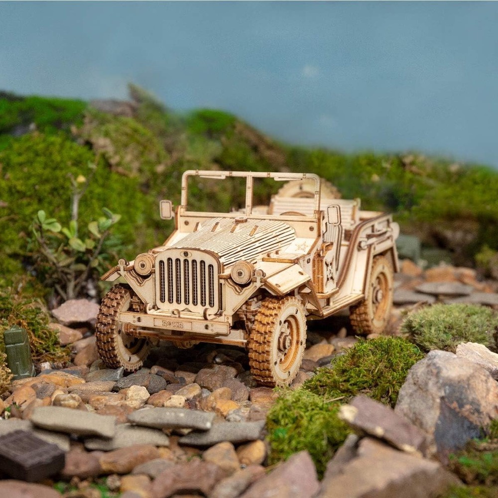 ROKR Mechanical 3D Wooden Puzzle for Adult DIY Building Toy Army Jeep Xmas Gift