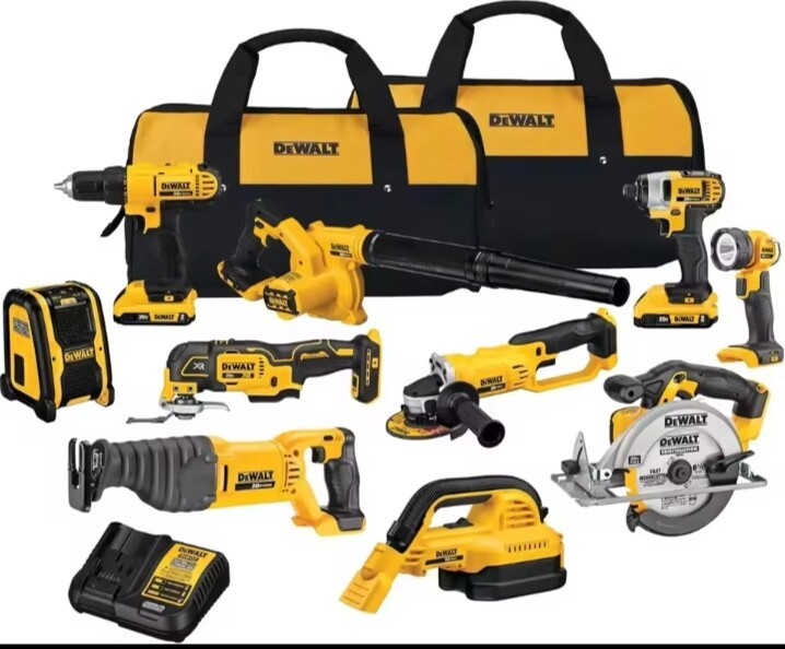 DEWALT DCK1020D  Tool Combo Kit, 10-Tool Cordless Power Tool Set with 2 Batt