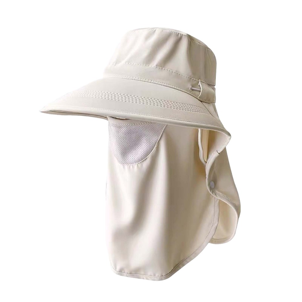Foldable Sun Hat with Wide Brim UV Protection Flap & Ponytail Hole for Summer Fishing
