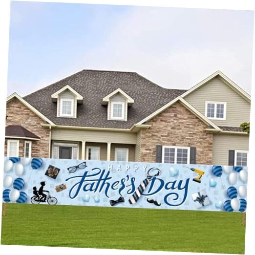120x20 Inch Happy Fathers Day Yard Sign Banner for Seasonal Holiday Decor