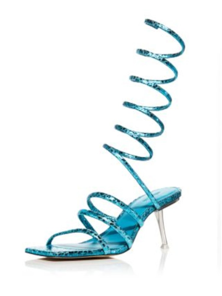 CULT GAIA Womens Turquoise Spotted Leg Wrap Kacey Slip On Heeled Sandal 36