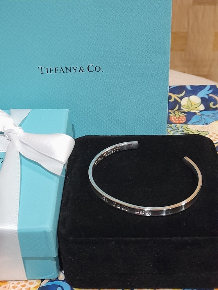 Tiffany&Co. 1837 925 Sterling Silver Narrow Cuff Concave Bracelet 7.5